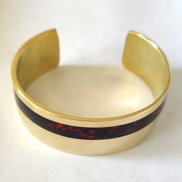Brass and Tortoise Shell Cuff Bracelet - Picture 1 of 5